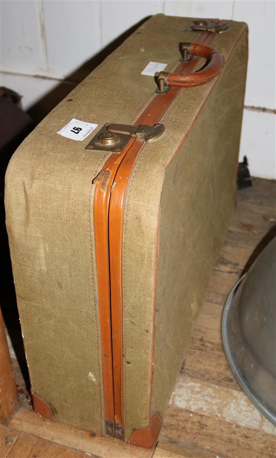One canvas suitcase